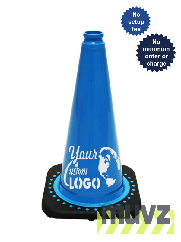 Light Blue 18\" Traffic Cone with Black Base