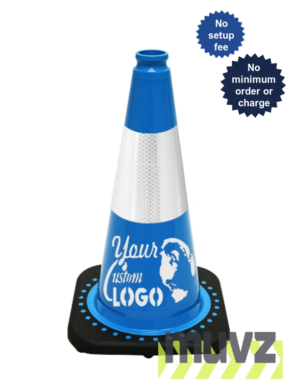 Light Blue 18\" Traffic Cone with Black Base
