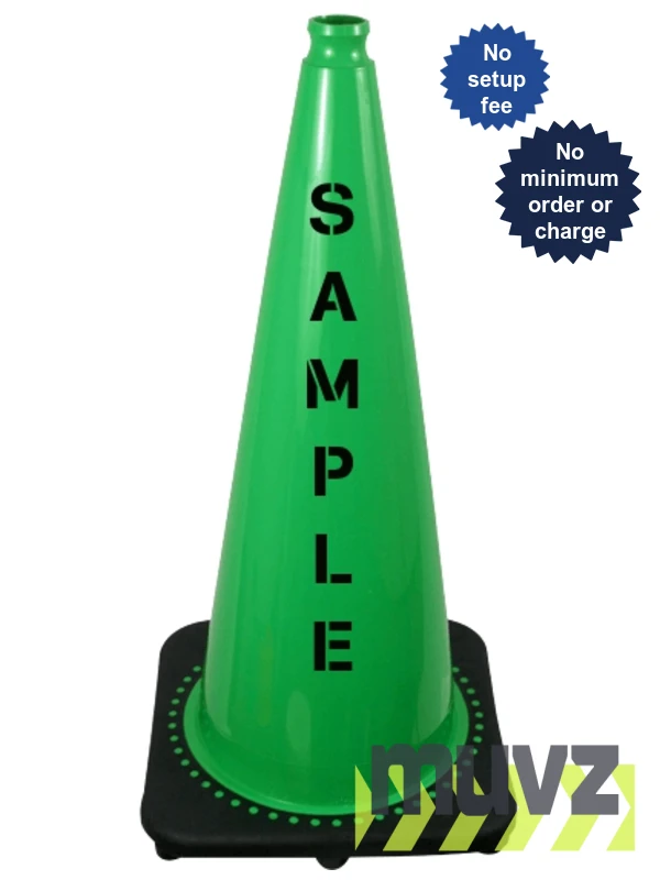 Green 28\" 7.0 Lb. Black Base Cone with Custom Stencil