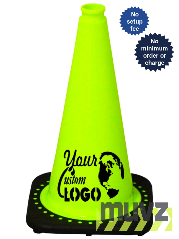 Lime 18\" Traffic Cone with Black Base