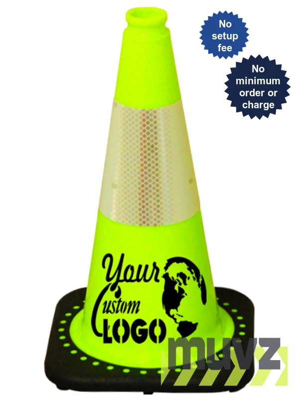 Lime 18\" Traffic Cone with Black Base