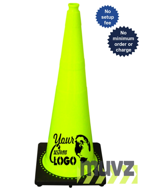 Lime 36\" 10 Lb. Traffic Cone with Black Base
