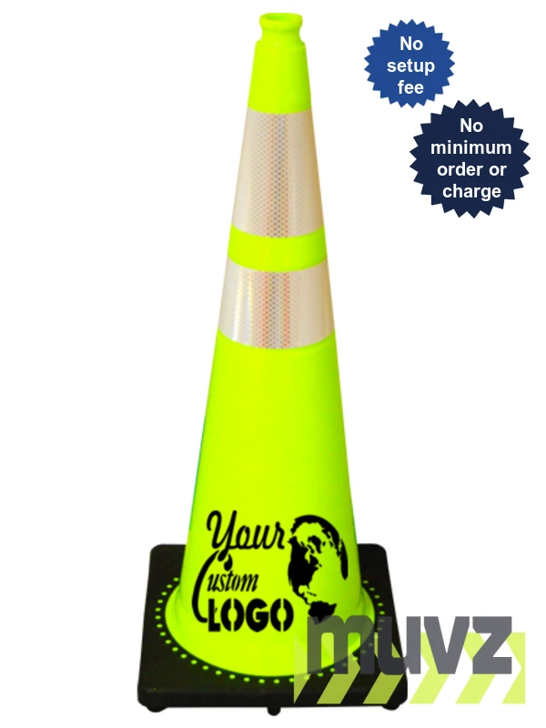 Lime 36\" 10 Lb. Traffic Cone with Black Base