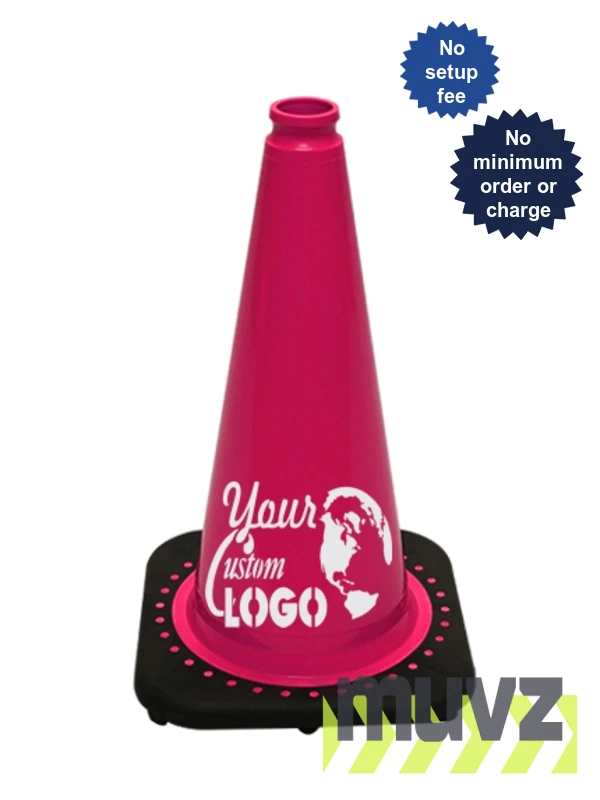 Pink 18\" Traffic Cone with Black Base
