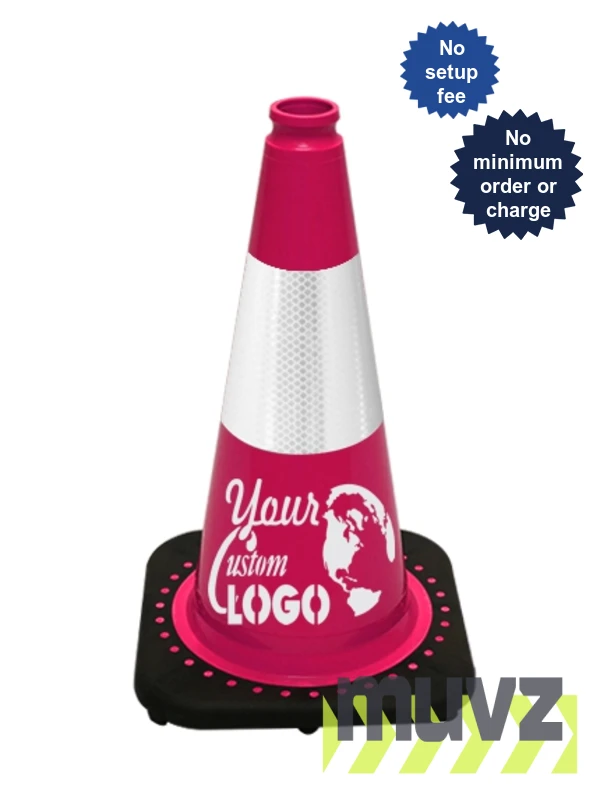 Pink 18\" Traffic Cone with Black Base