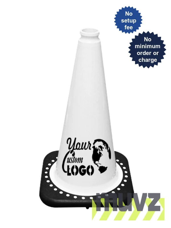 White 18\" Traffic Cone with Black Base