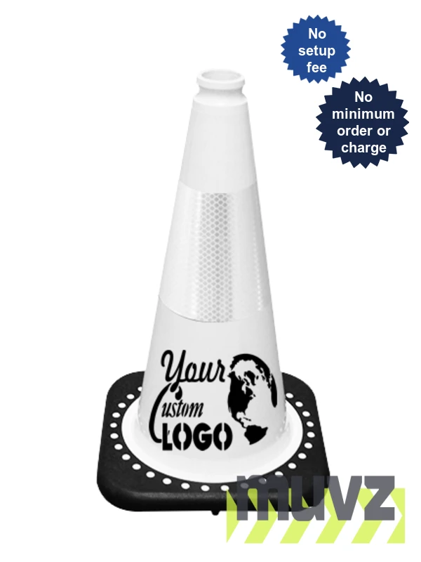 White 18\" Traffic Cone with Black Base