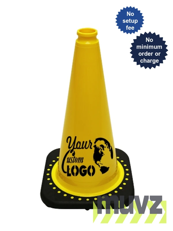 Yellow 18\" Traffic Cone with Black Base