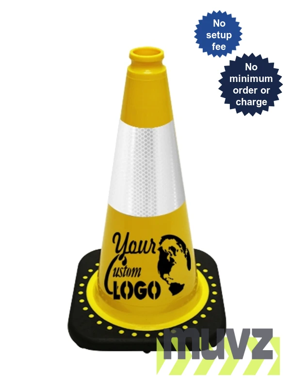Yellow 18\" Traffic Cone with Black Base