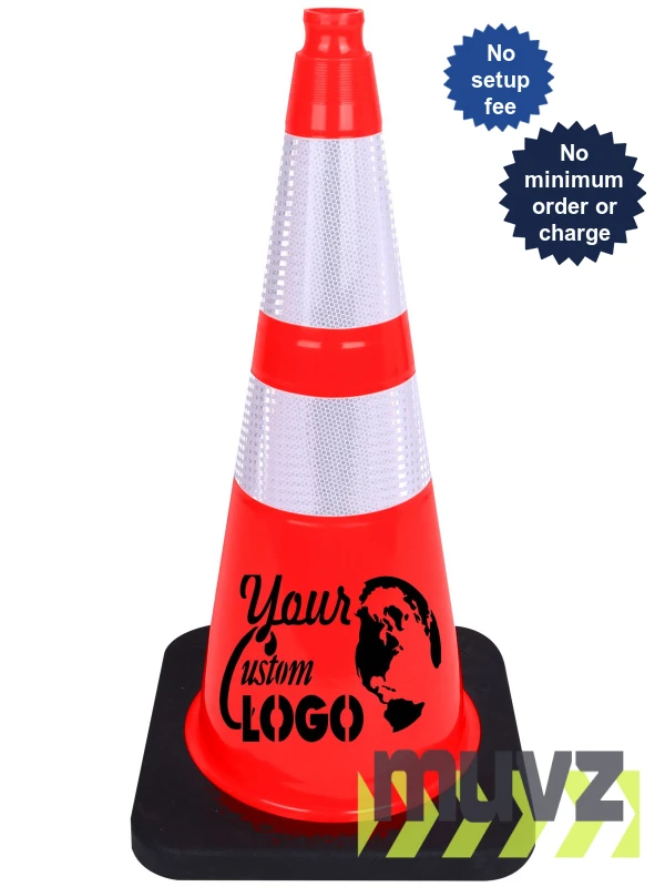 28\" Black Base, Collared Traffic Cones