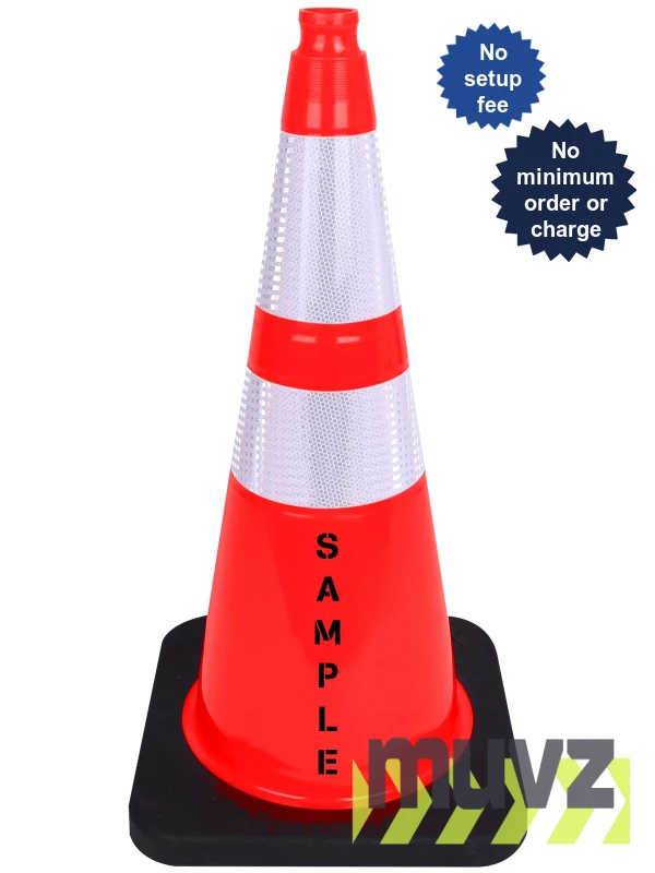 28\" Black Base, Collared Traffic Cones