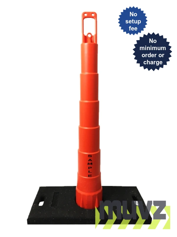42\" Channelizer Cone with 30 Lb. Recycled Rubber Base with Custom Stencil