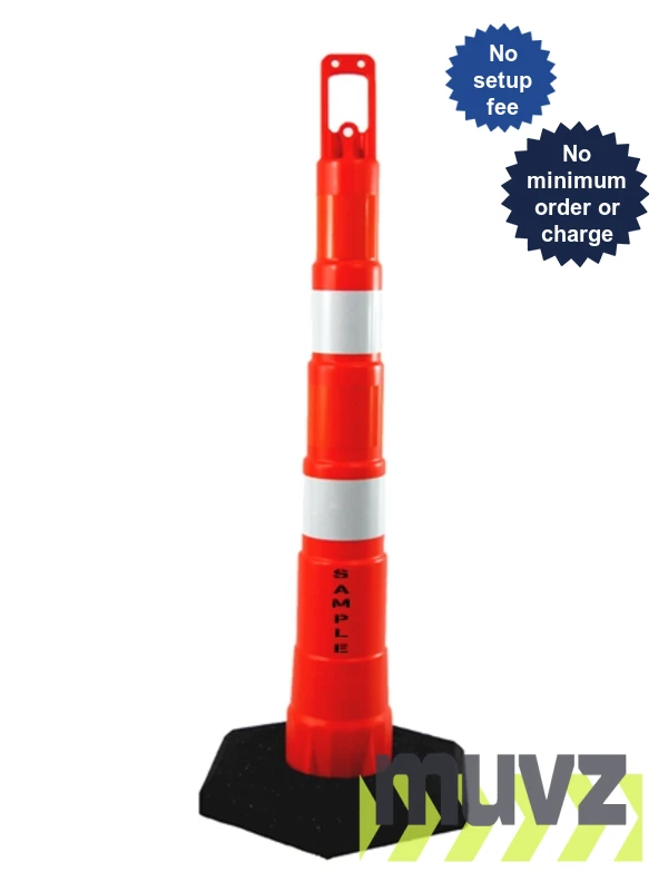 42\" Channelizer Cone w/Four (4) 4\" HI Reflective Collar,16 Lb. Recycled Rubber Base \u0026 Custom Stencil
