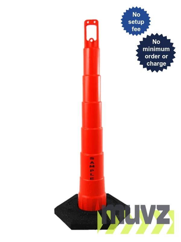 42\" Channelizer Cone with 16 Lb. Recycled Rubber Base with Custom Stencil