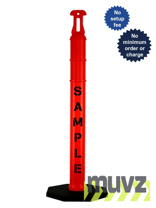 42\" ORANGE Arrow-Top Tube, 8 Lb. Base with Double Sided (2X) Custom Stencil