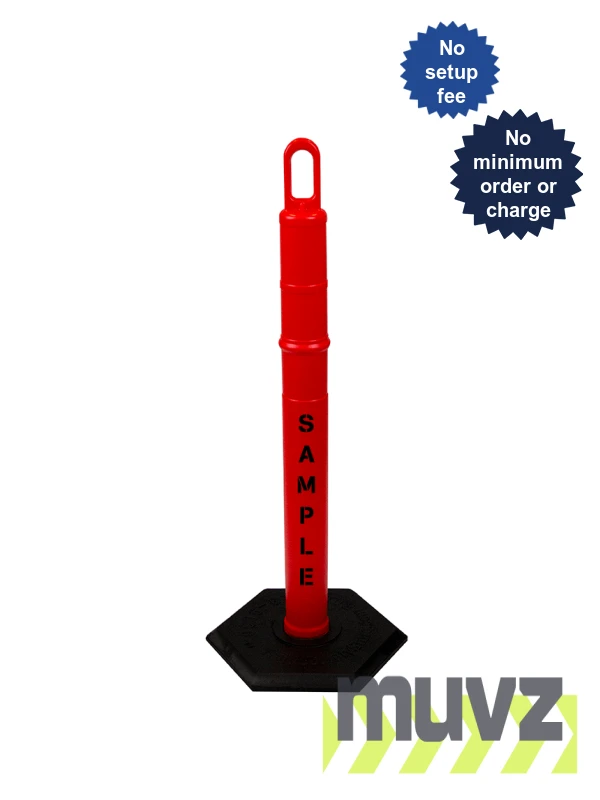 42\" ORANGE Looper Tube with 18 Lb. Base \u0026 Double Sided (2X) Custom Stencil