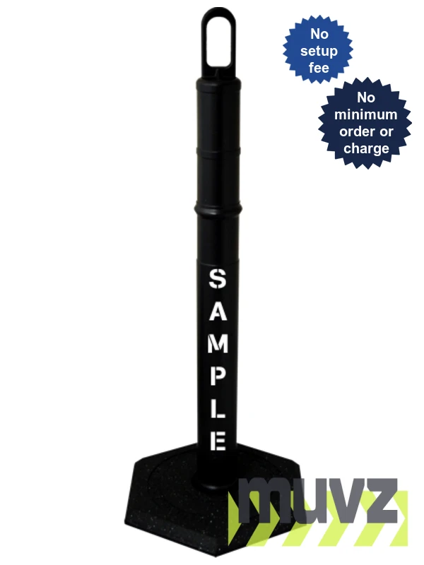 42\" BLACK Looper Tube with 18 Lb. Base with Custom Stencil