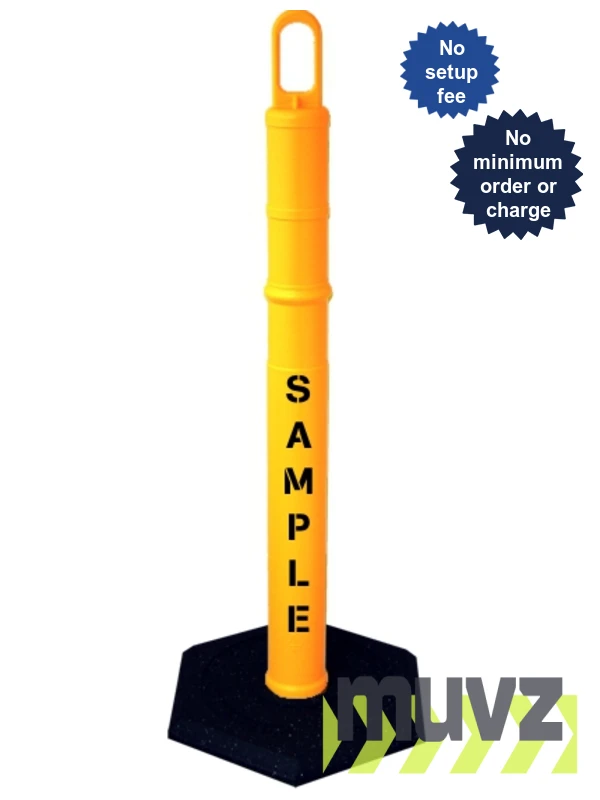 42\" YELLOW Looper Tube with 12 Lb. Base with Custom Stencil