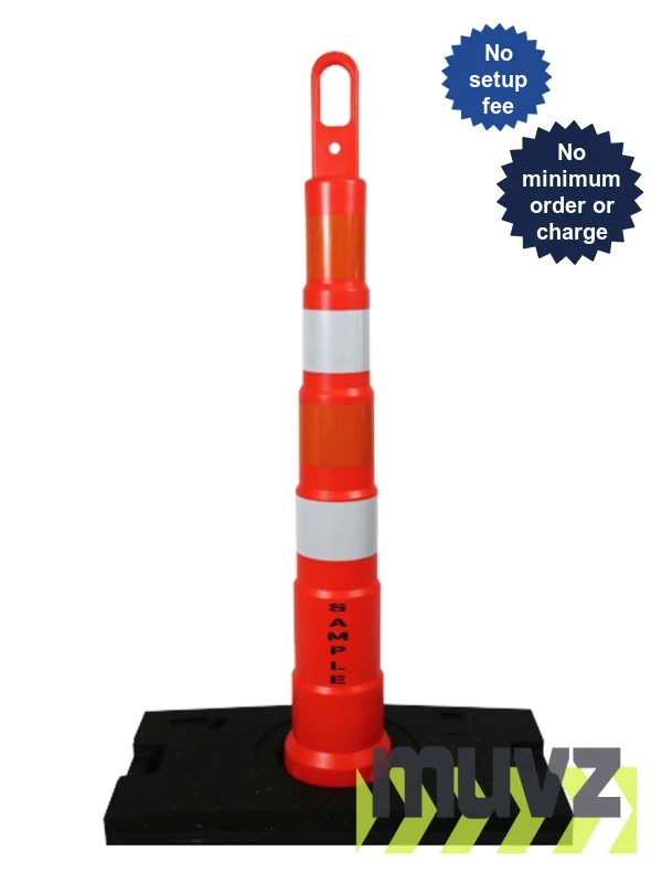 42\" Traffix Looper Cone w/Four (4) 4\" EG Reflective Collars, 30 Lb Rubber Base \u0026 Custom Lettering