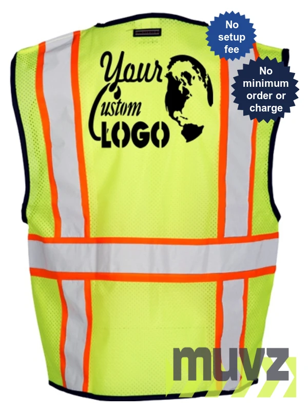 2XL-3XL, Lime, Four (4) Pocket, Contrasting Mesh Class 2 Vest w/ Custom Logo