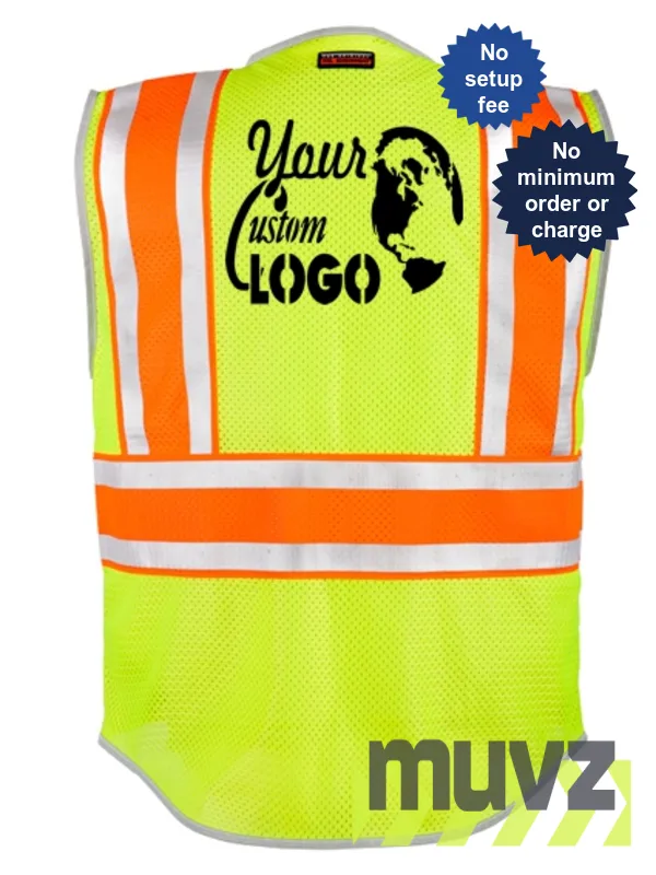 Lime, \u0027Ultimate\u0027 Reflective Class 2, Ultra-Cool Mesh, Black Bottom, MEDIUM w/Custom Logo