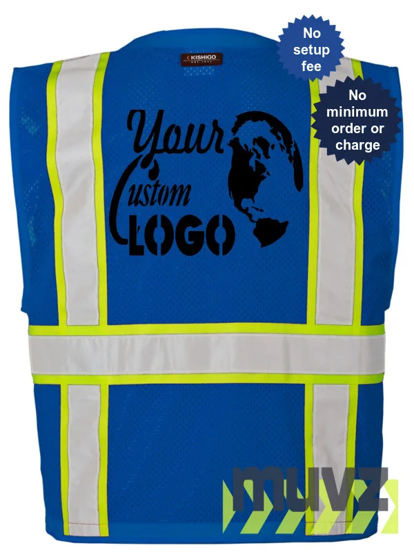 Enhanced Visibility Blue Multi Pocket Mesh Vest