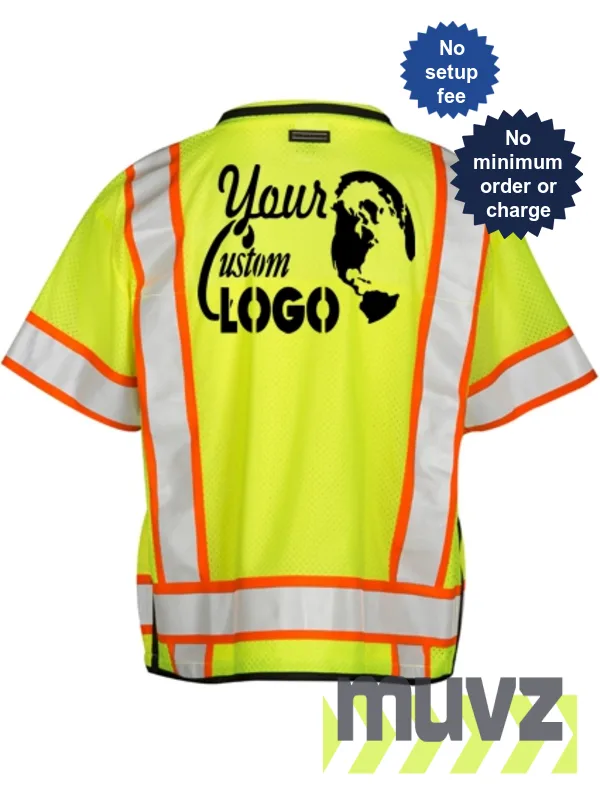 Professional Class 3, XL, Lime Surveyors Vest w/ Custom Logo