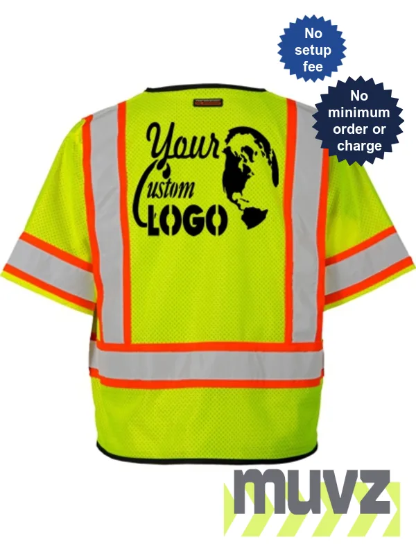 Single Pocket, Contrasting Mesh Class 3 Vest, S-M w/ Custom Logo