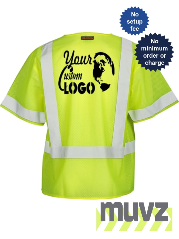Economy Mesh, Lime, Class 3 Vest, M w/ Custom Logo