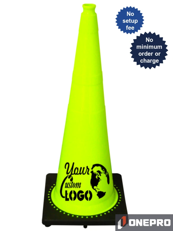Lime 36\" 10 Lb. Traffic Cone with Black Base