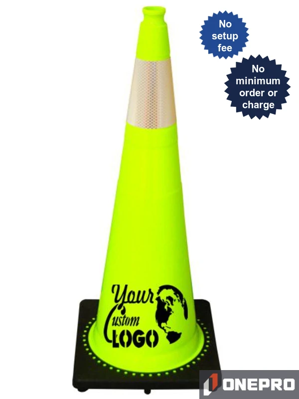 Lime 36\" 10 Lb. Traffic Cone with Black Base