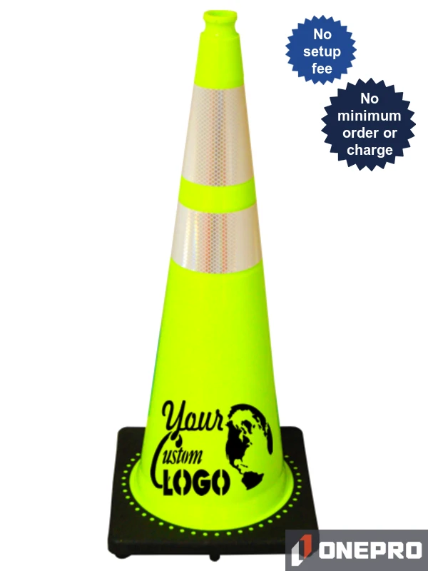 Lime 36\" 10 Lb. Traffic Cone with Black Base