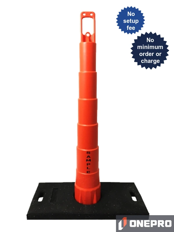 42\" Channelizer Cone with 30 lb Recycled Rubber Base with Custom Stencil