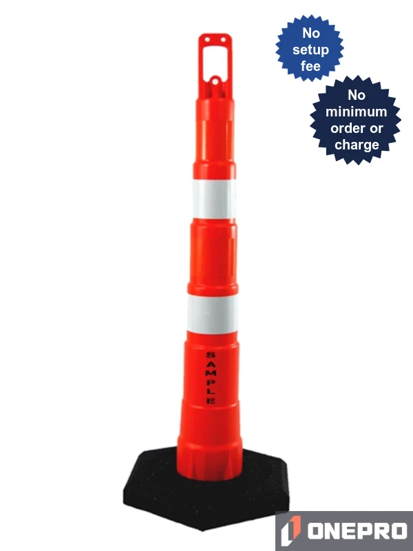 42\" Channelizer Cone w/Four (4) 4\" HI Reflective Collar,16 lb Recycled Rubber Base \u0026 Custom Stencil