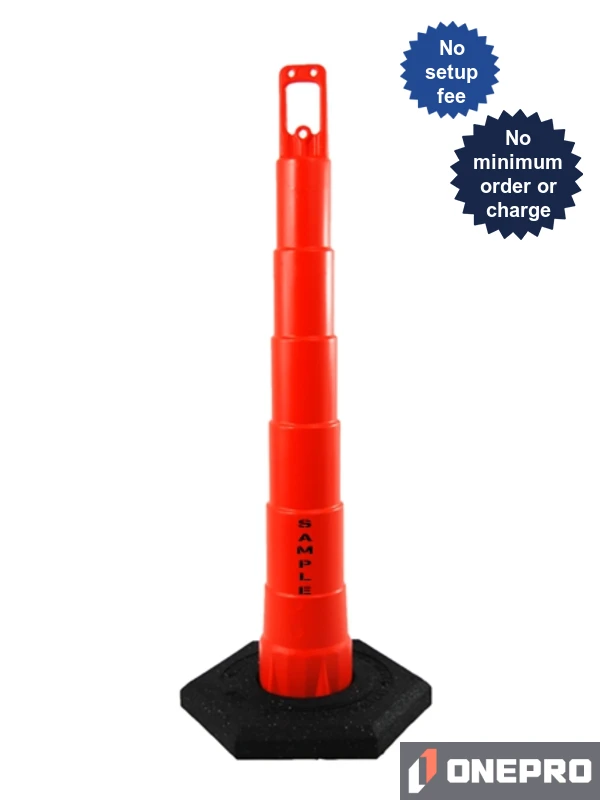 42\" Channelizer Cone with 16 lb Recycled Rubber Base with Custom Stencil