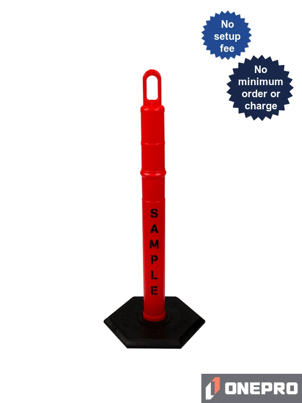 42\" ORANGE Looper Tube with 18 lb Base \u0026 Double Sided (2X) Custom Stencil