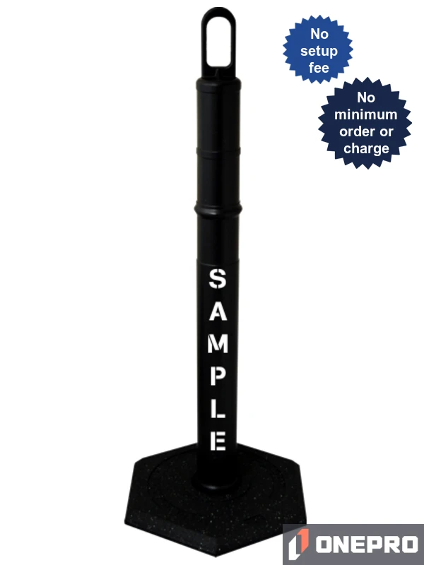 42\" BLACK Looper Tube with 18 lb Base \u0026 Double Sided (2X) Custom Stencil