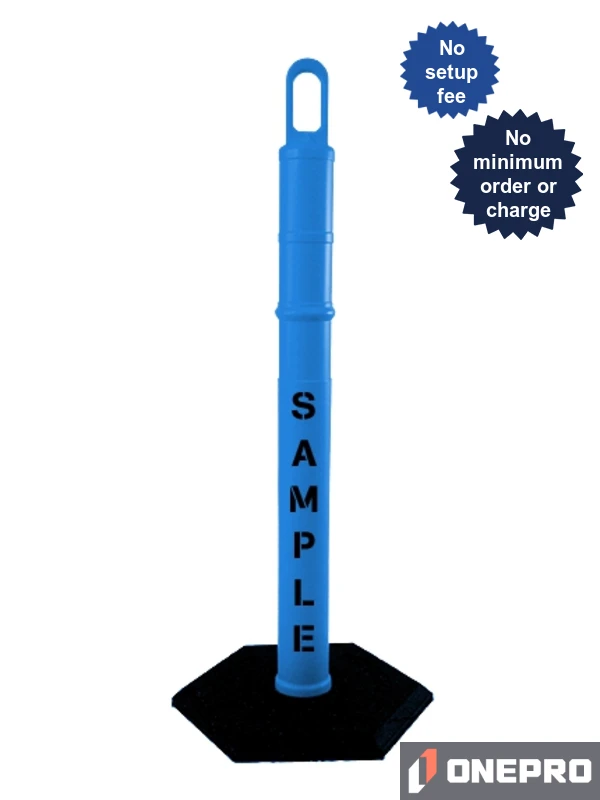 42\" BLUE Looper Tube with 8 lb Base with Custom Stencil