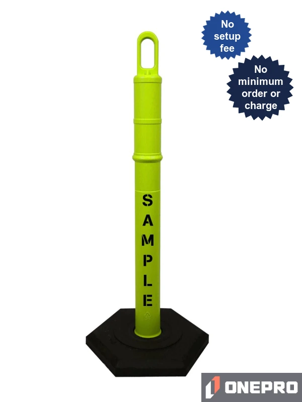 42\" LIME Looper Tube with 8 lb Base with Custom Stencil