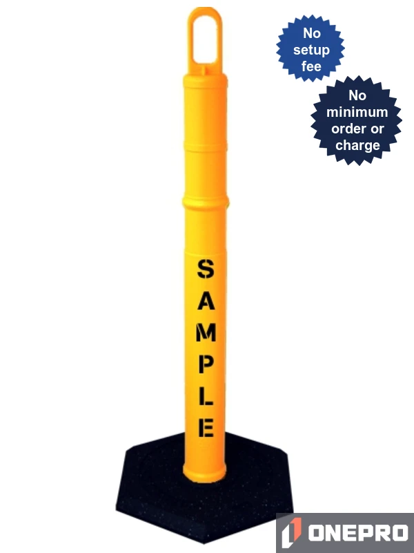 42\" YELLOW Looper Tube with 8 lb Base \u0026 Double Sided (2X) Custom Stencil