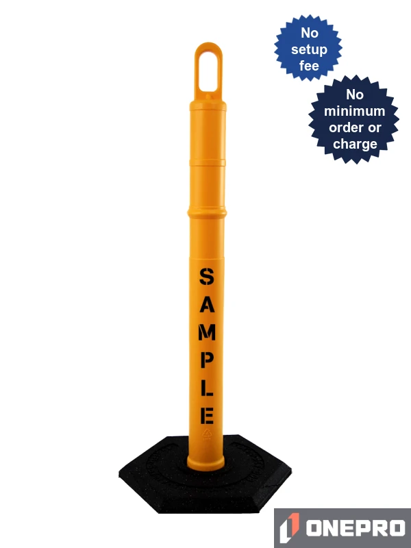 42\" YELLOW Looper Tube with 12 lb Base \u0026 Double Sided (2X) Custom Stencil