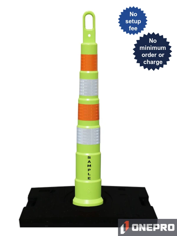 42\" LIME Traffix Looper Cone Channelizer w/Four 4\" EG Reflective Collar,30# Base \u0026 Graphic