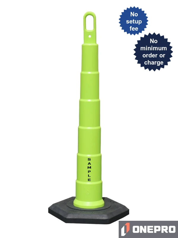 42\" LIME Traffix Looper Cone, 16 Lb Rubber Base \u0026 Graphic