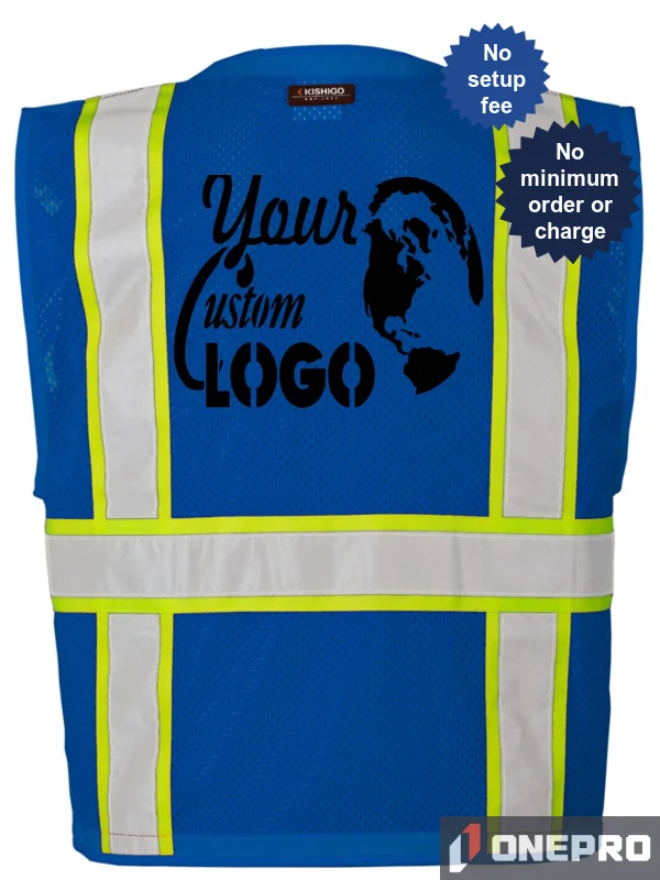 Enhanced Visibility Blue Multi Pocket Mesh Vest
