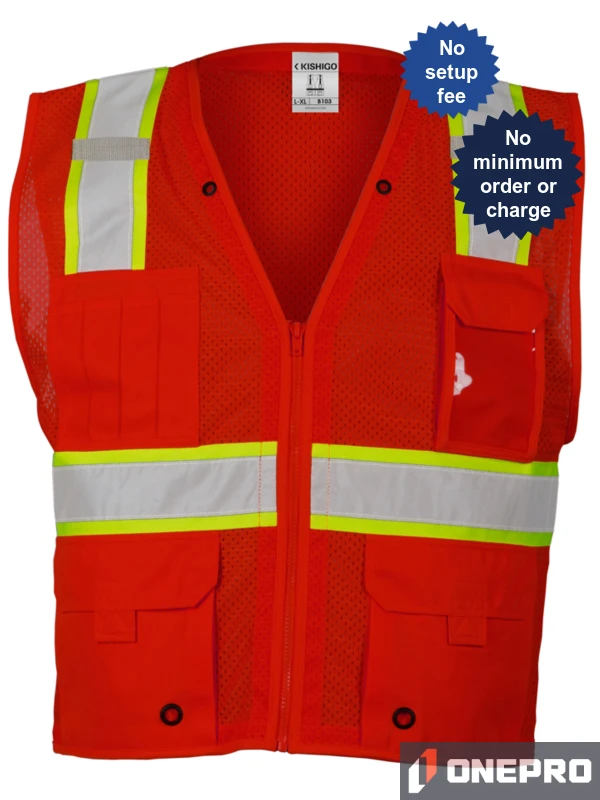 Enhanced Visibility Red Multi Pocket Mesh Vest