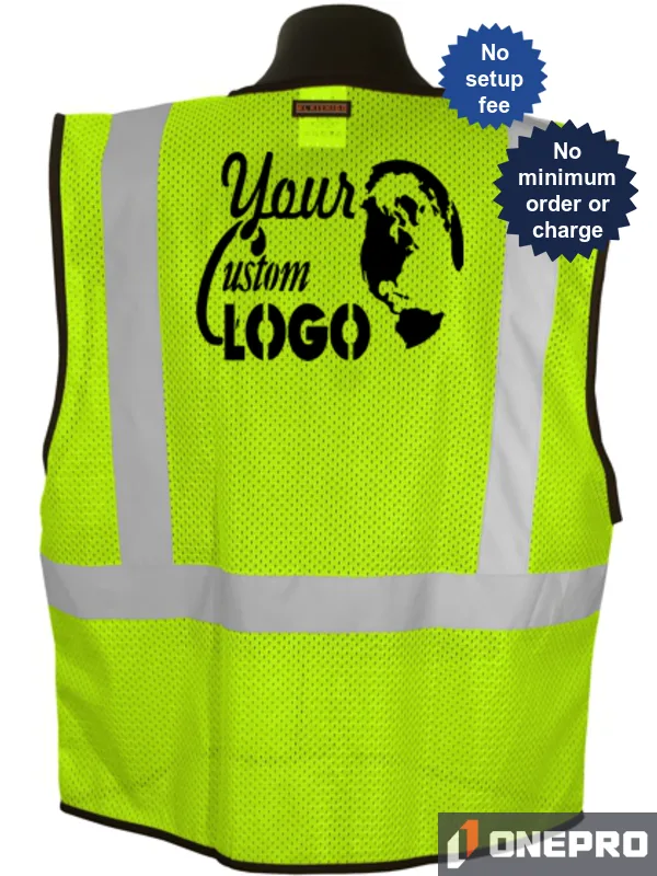 Lime Mesh, Class 2 Vest, Size L-XL with Custom Logo