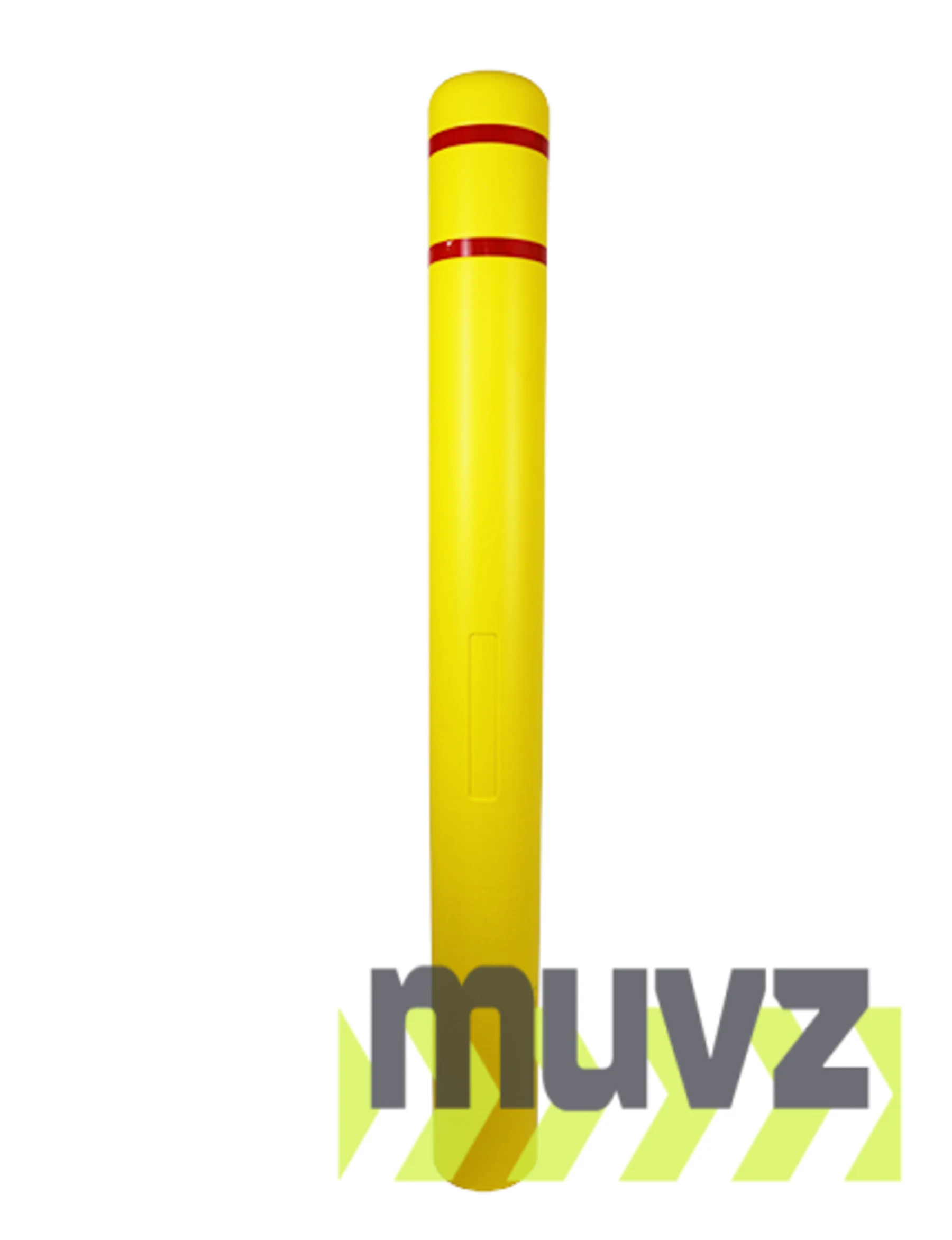 5\" x 52\" Yellow Bollard Cover with Two (2) Red Reflective Stripes