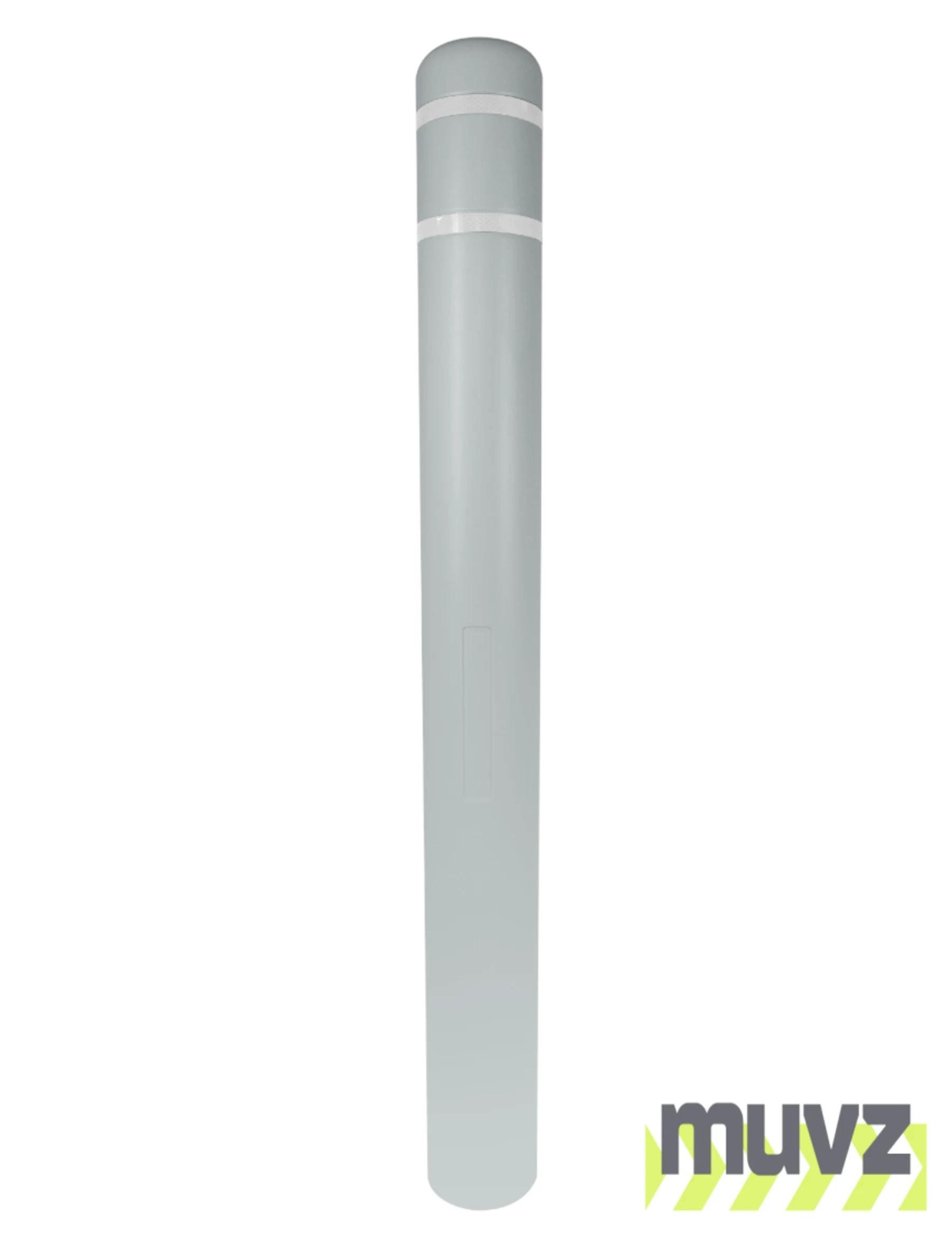 5\" x 52\" Gray Bollard Cover with Two (2) White Reflective Stripes