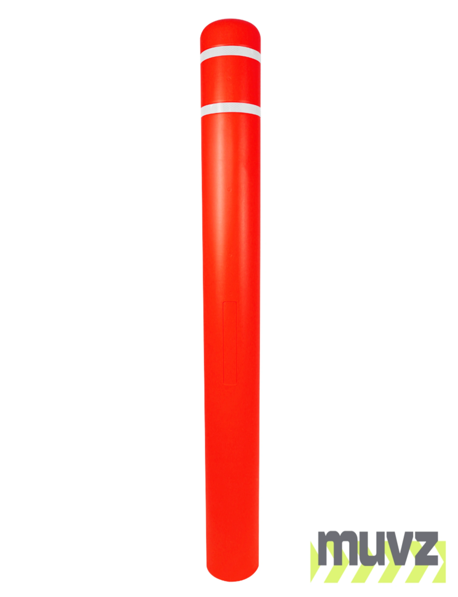 5\" x 52\" Red Bollard Cover with Two (2) White Reflective Stripes