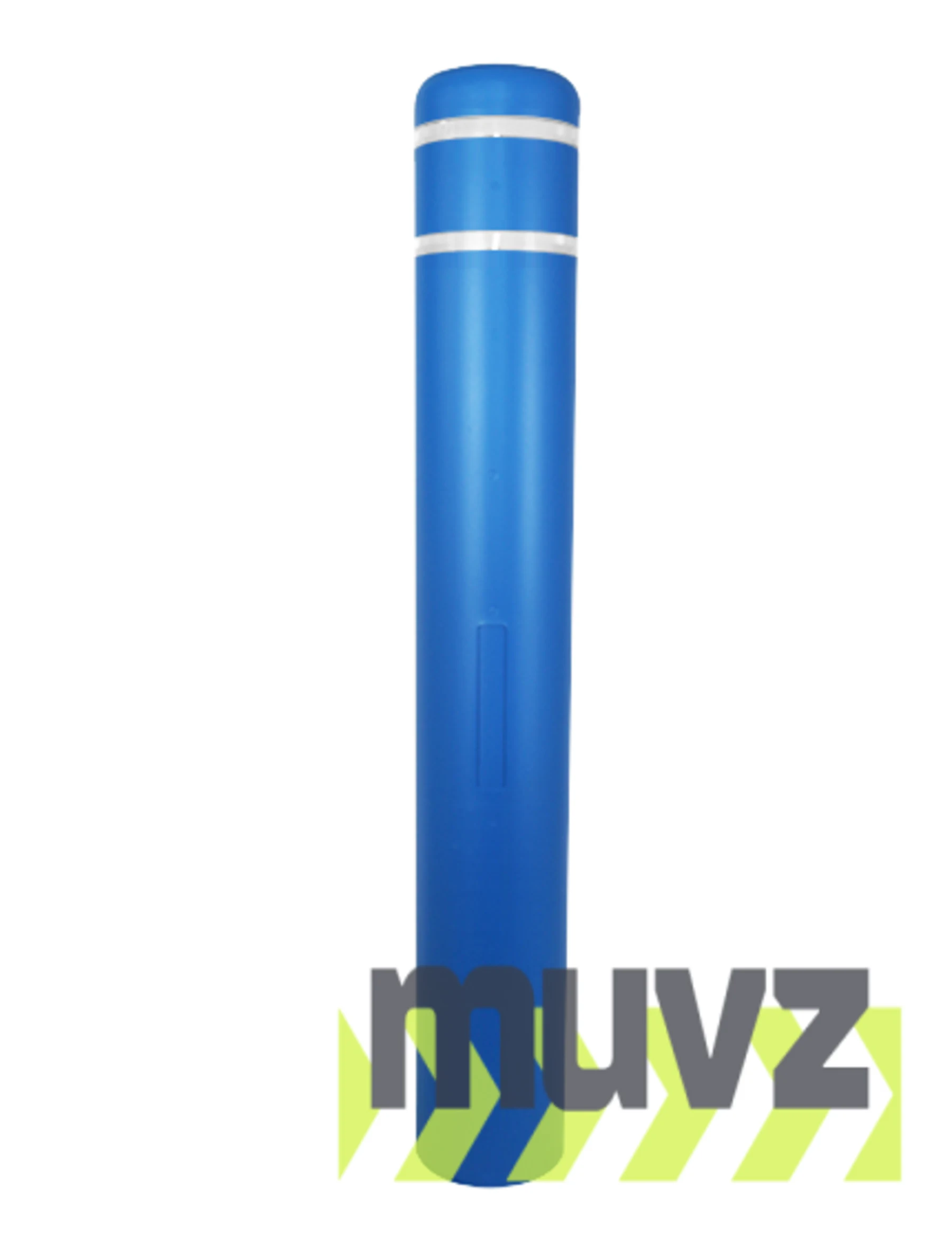 7\" x 52\" Blue Bollard Cover with Two (2) White Reflective Stripes